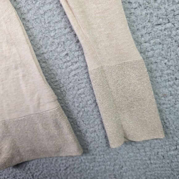 Lilly Pulitzer Gold Metallic Long Cardigan Sweater L V-Neck Logo Button Pocket - Picture 16 of 16